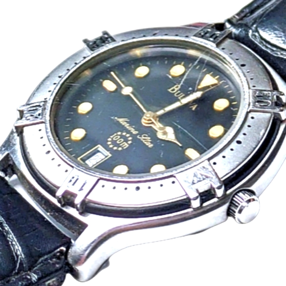1994 Bulova Gent's Marine Star 100 meter Date Just
